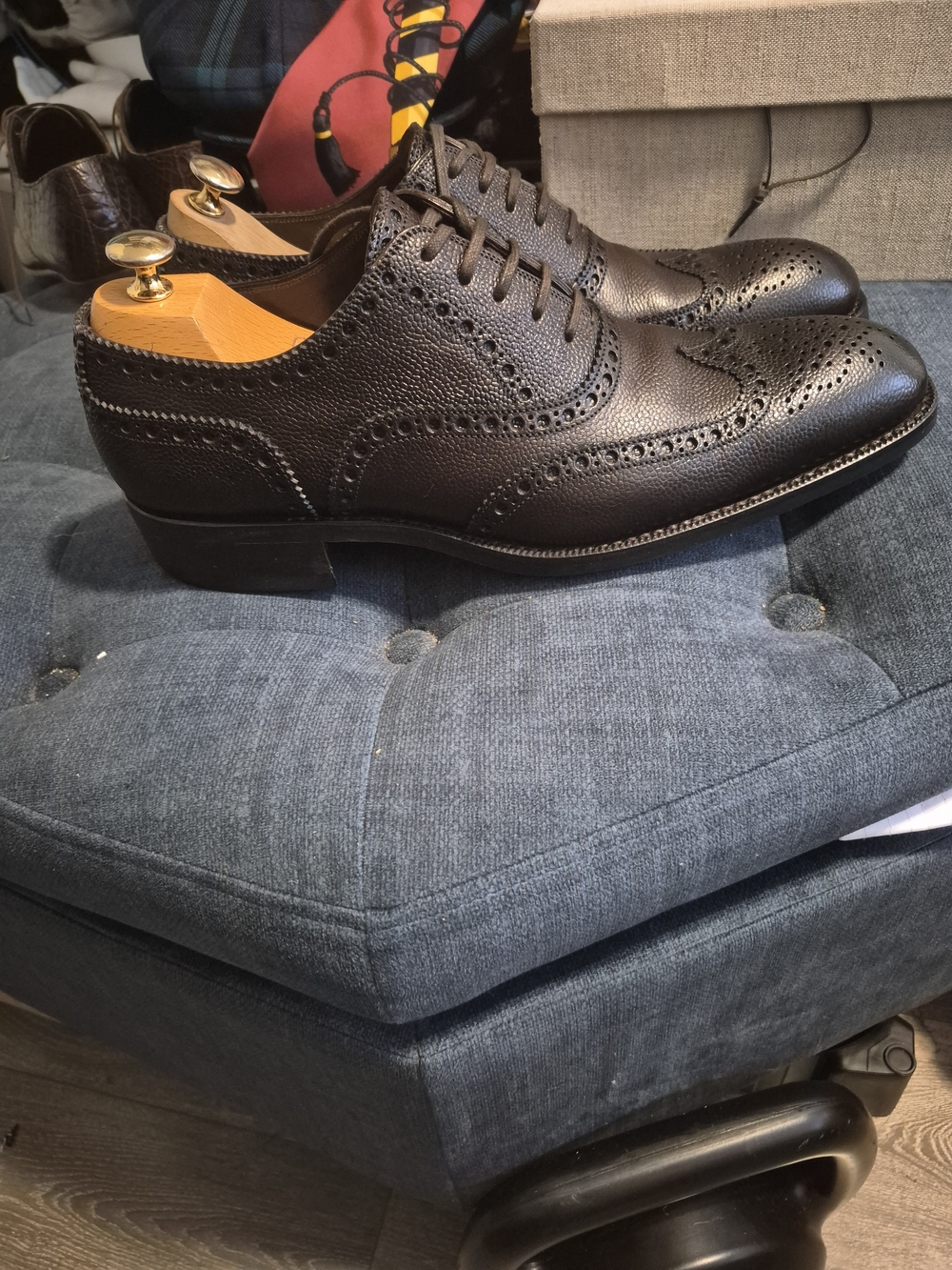 Tom Ford Dark Brown Brogue Leather Oxfords